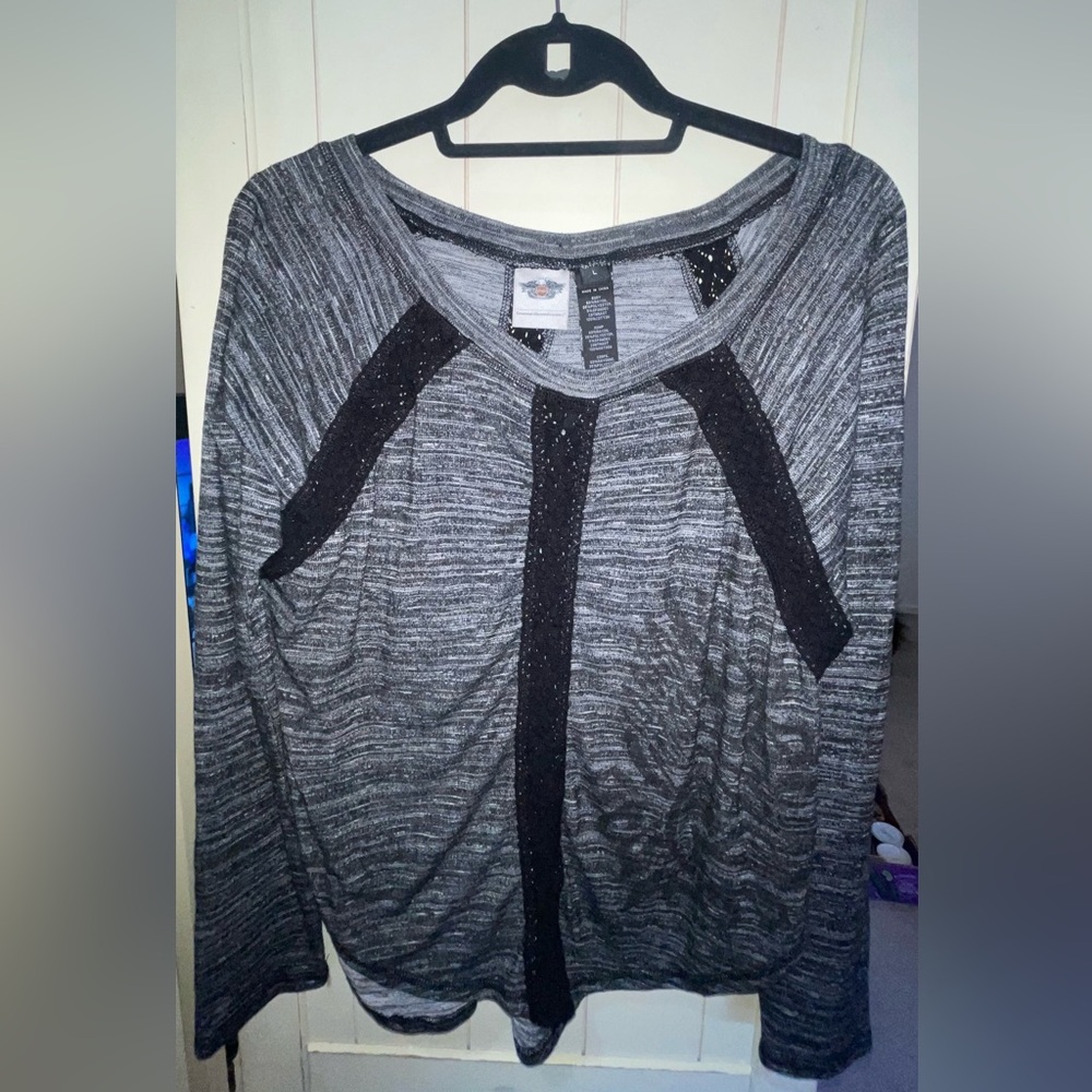 Harley Davidson Women's Lightweight Pullover Sweater w/Black Lace Size L‎